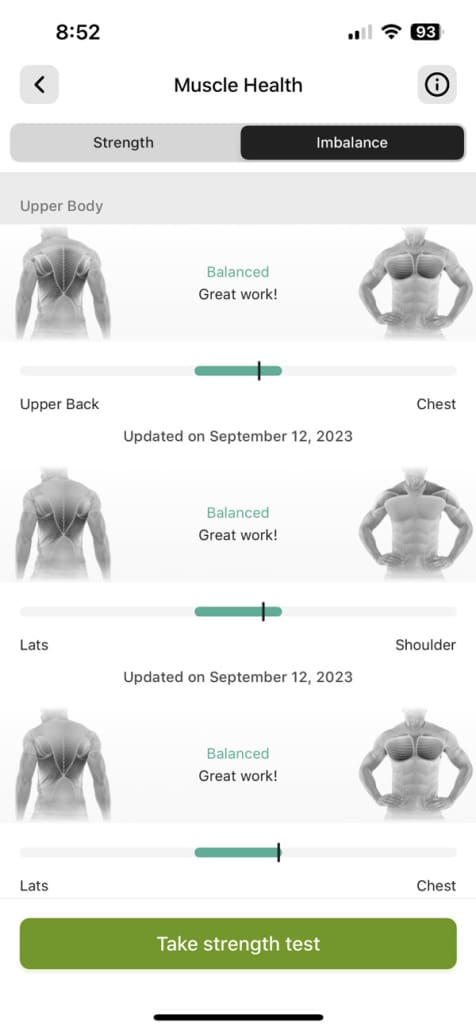 The EGYM Stay Balance with muscle groups