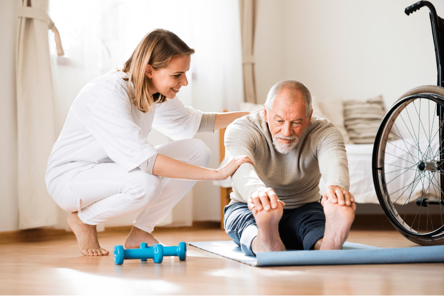 man stretching with PT