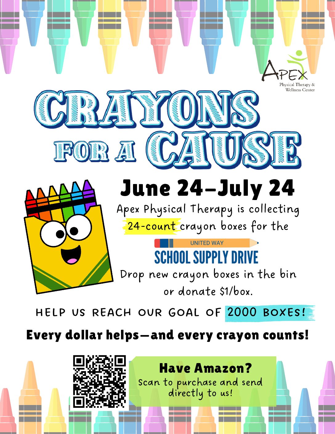 Crayons for Cause flyer with QR